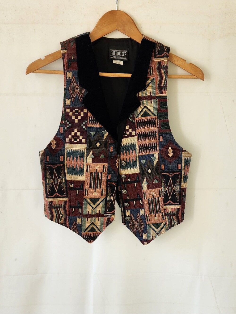 Vintage Geometric Tapestry Vest - Multicolor